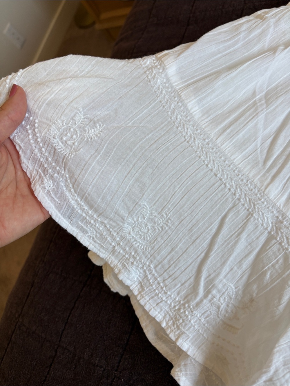American Eagle Outfitters White Smocked Ruffle Mini Dress - Picture 5 of 7